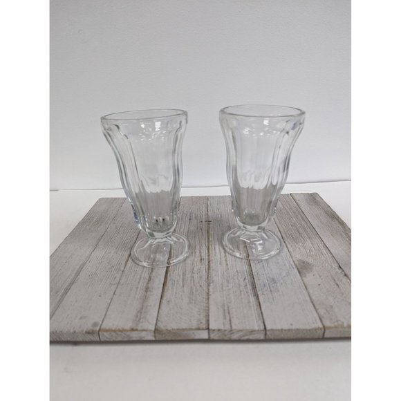 Anchor Hocking Set of 2 Glass Clear Fountainware Sundae Soda Footed Tumbler - Picture 1 of 4